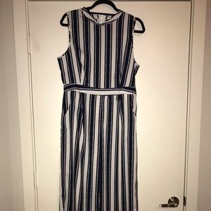 Blue and white stripe jumpsuit
